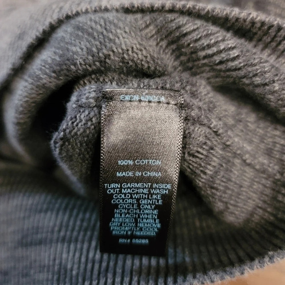 Express Sweater Pullover Striped Knit Hoodie Mens Grey Black Cotton Size Medium - Picture 7 of 7